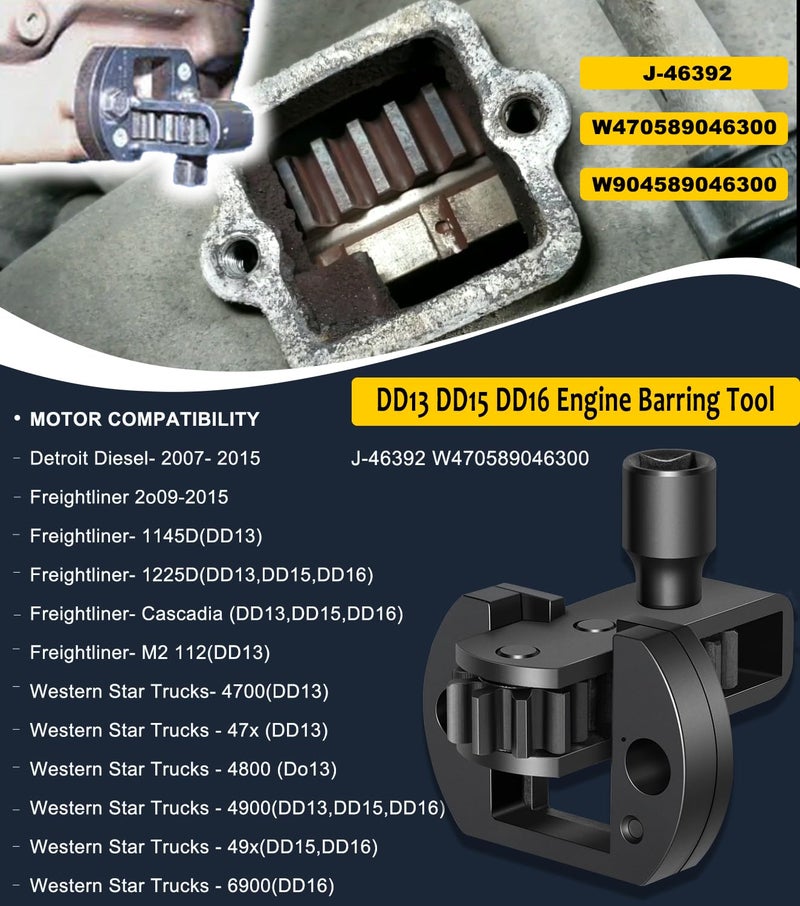 Camoo J-46392 Engine Barring Tool, Engine Turning Tool for Detroit Diesel DD13, DD15, DD16, MBE4000, MBE900 Alternative to J-46392 W904589046300 Flywheel Cranking Turning Tool - Image 3